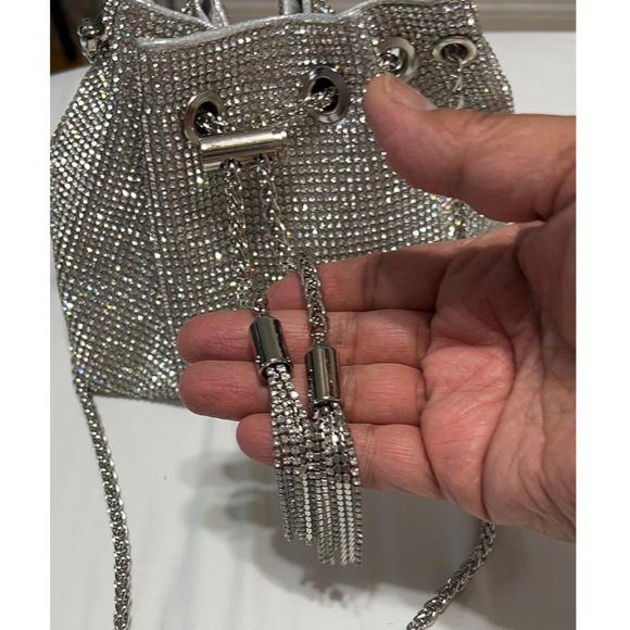 Shoulder Bag Evening Wedding Handbag Crossbody Purse Silver Wristlet Ladies Gift - Picture 4 of 5